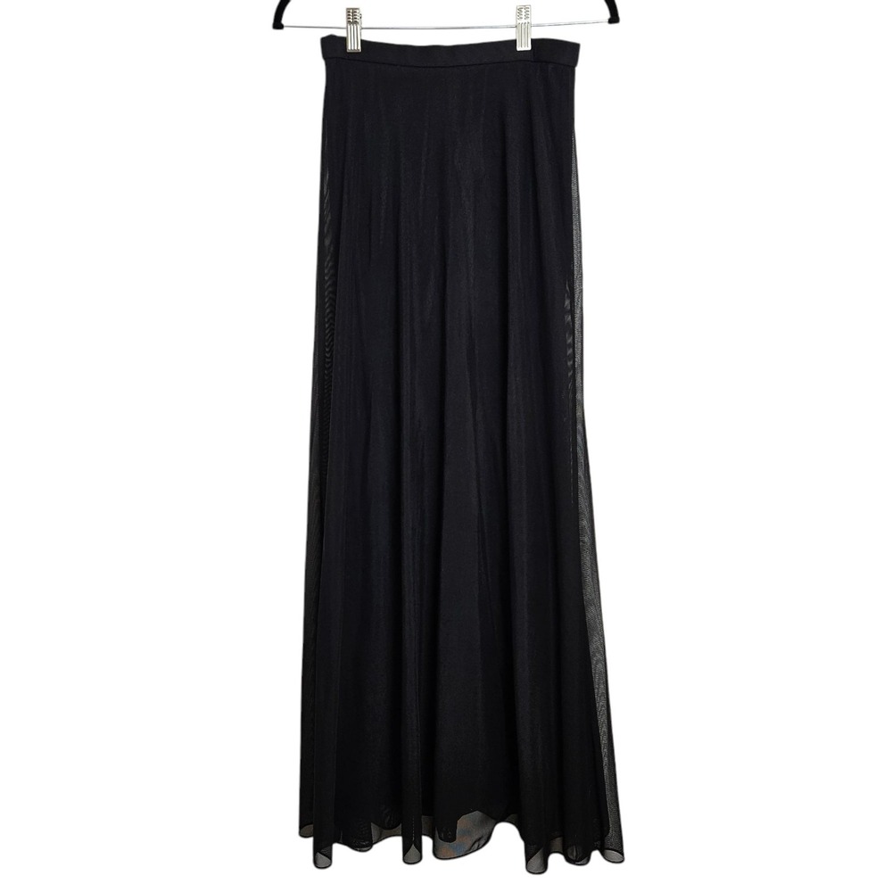 TADASHI Skirt Womens Size‎ 4 Slit Sheer Chiffon Overlay Maxi Evening Black USA